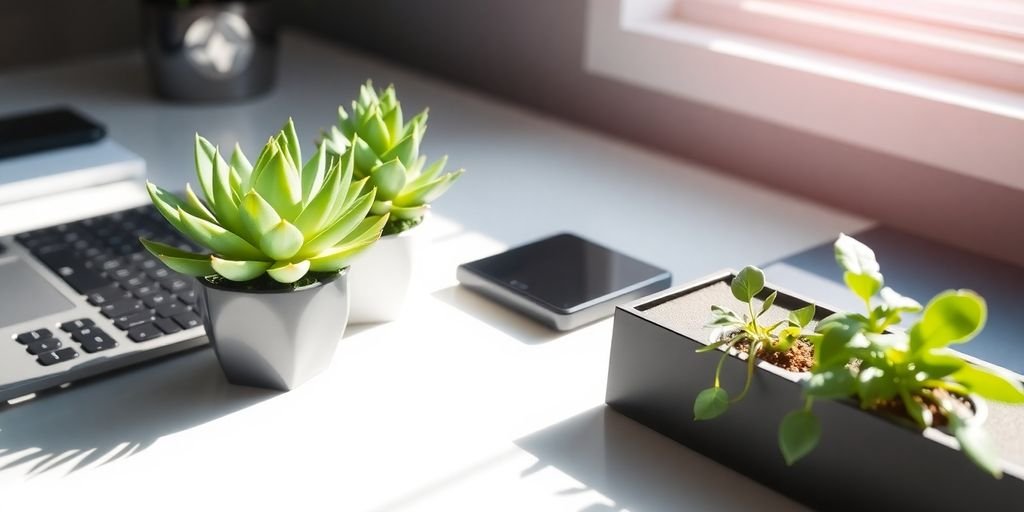 plantas pequeñas para escritorios modernos