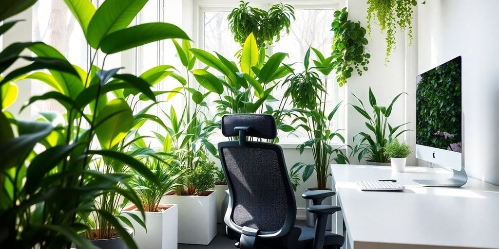 decoración con plantas en espacios de trabajo