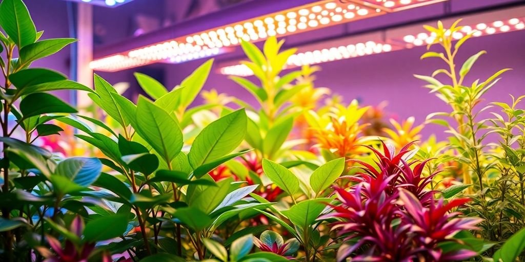 iluminación artificial para plantas de interior