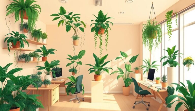 decoración con plantas en oficinas compactas