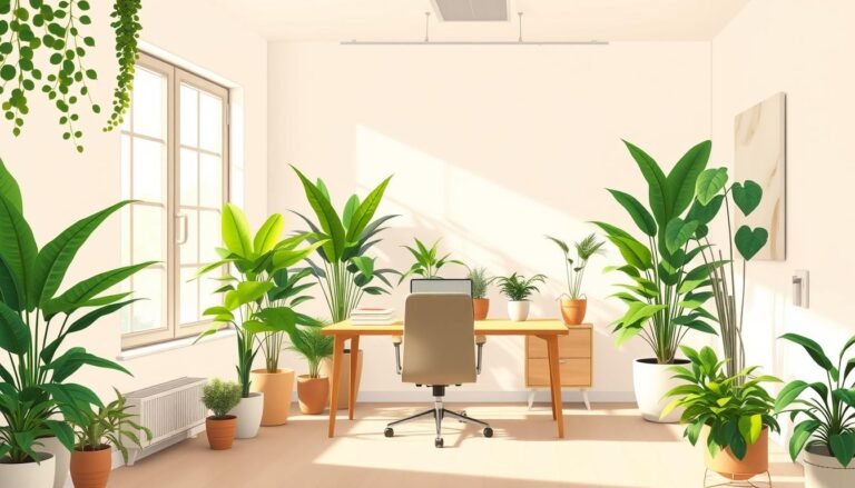 oficina minimalista con plantas